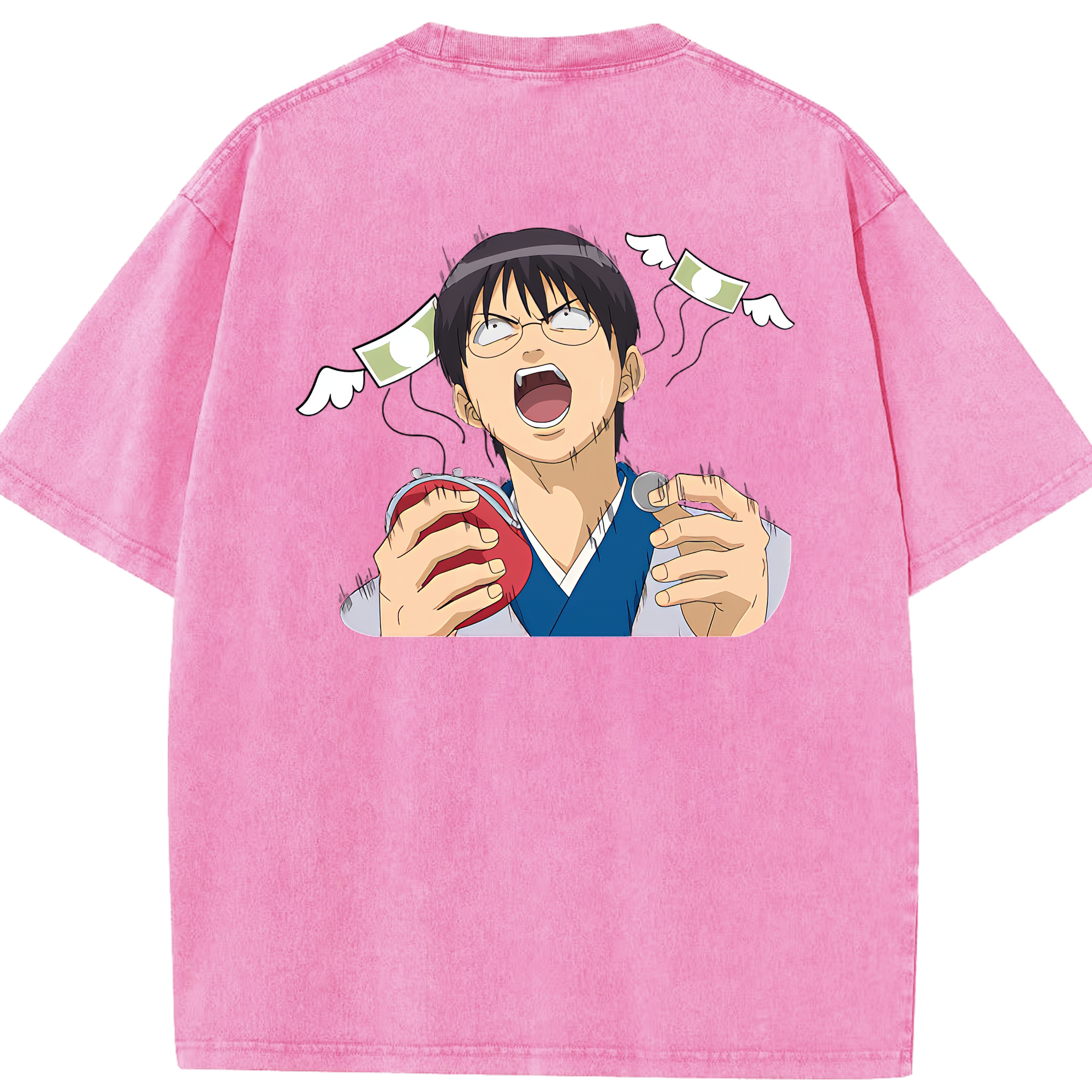 （画像用） ぎんたま 坂田銀時（さかたぎんとき） 神楽 志村新八（しむら しんぱち） GINTAMA Sakata Gintoki Kagura Shimura Shinpachi 綿100% ヴィンテージ風 半袖Tシャツ（背面プリント）